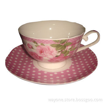 6-set 220cc Tea Cup and Saucer with Decal Printing, Ideal for Gifts and Promotions